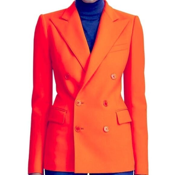 Ralph Lauren Pre-Spring ‘20 Camden Blazer in Mandarin Orange Stretch Wool Crepe - Picture 7 of 16